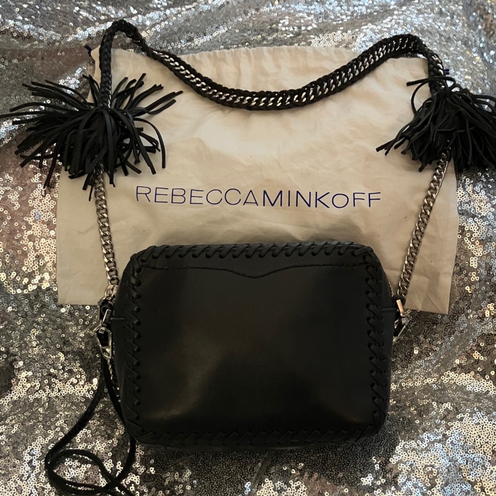 Rebecca Minkoff Black Leather Crossbody with Chain Strap